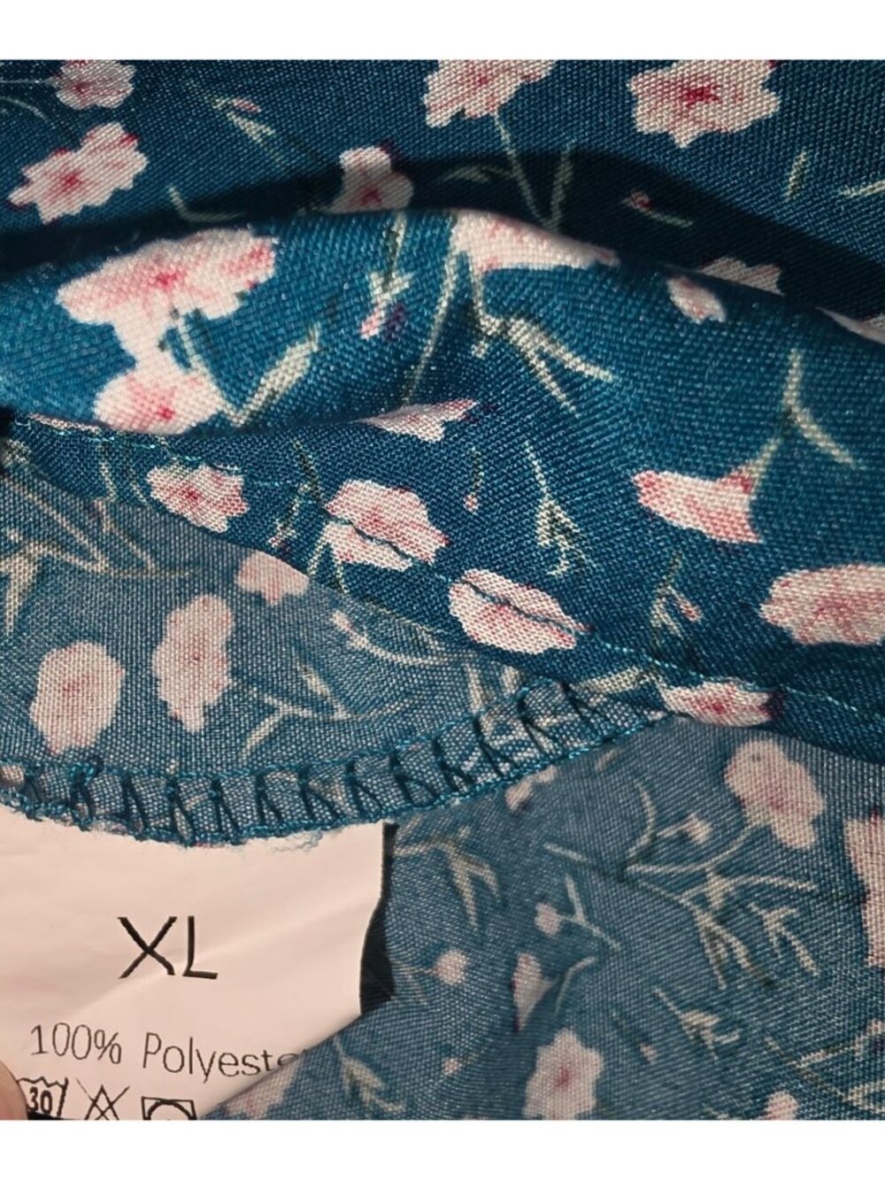 Women's Teal Blue Green Floral Dress Ruffled Layered XL Flowy Lightweight Cap Sl - Picture 6 of 6